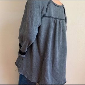 Free People 3/4 Sleeve Gray Top